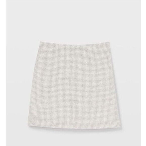 Club Monaco NWT Centie Plaid Mini Skirt Light Heather‎ Grey And White Size 12 - Picture 3 of 7